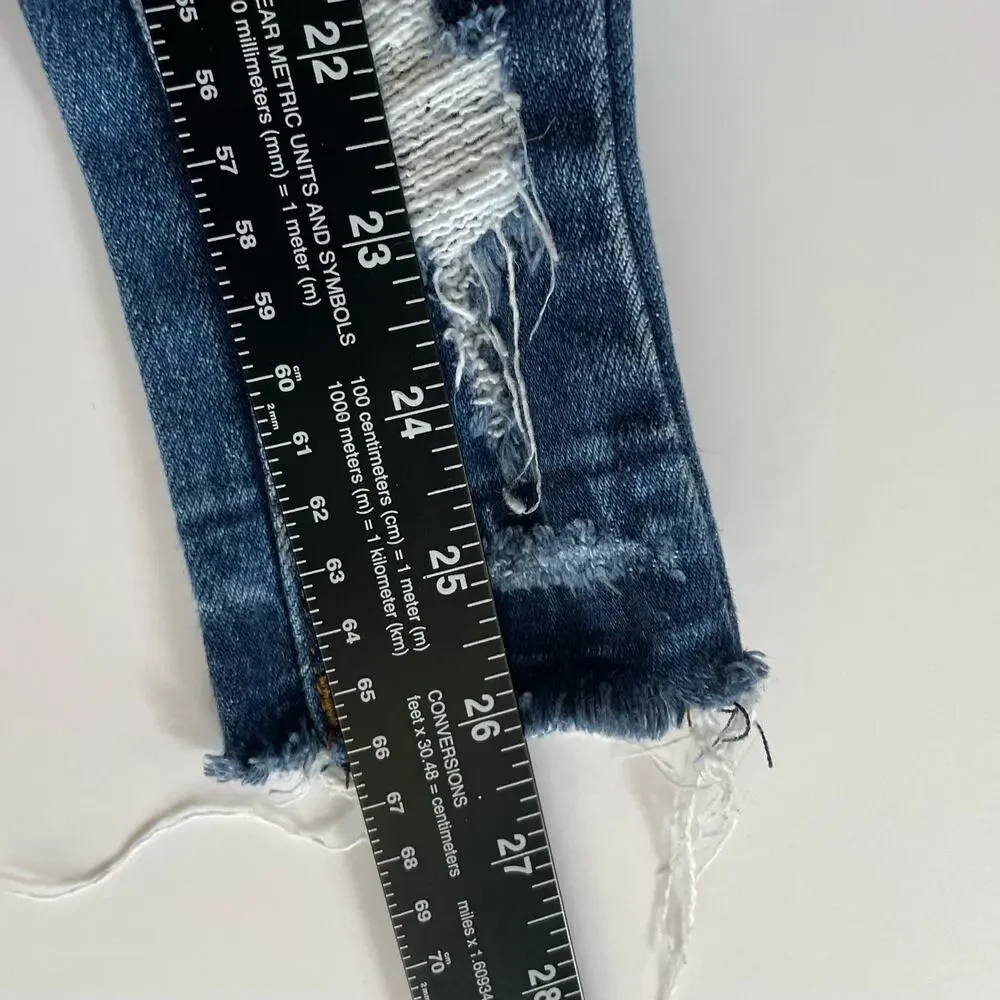 KanCan Girls High Rise Skinny Jeans Size 5 Blue Frayed Hem